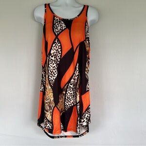 chic Orange & Black Patterned Swing Tank